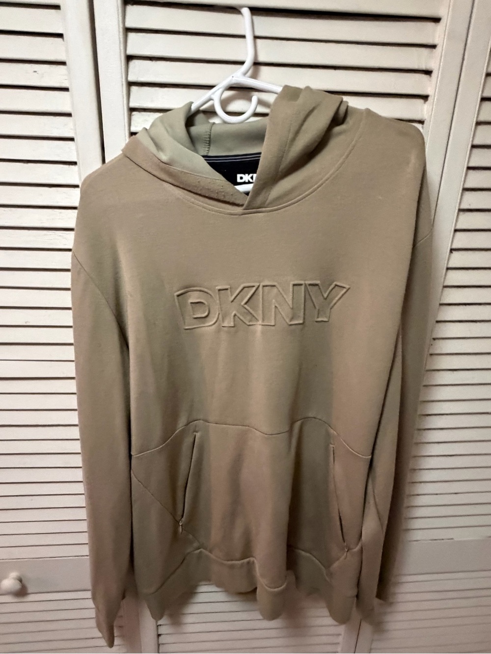 DKNY Men's Hooded Sweatshirt in Khaki Green